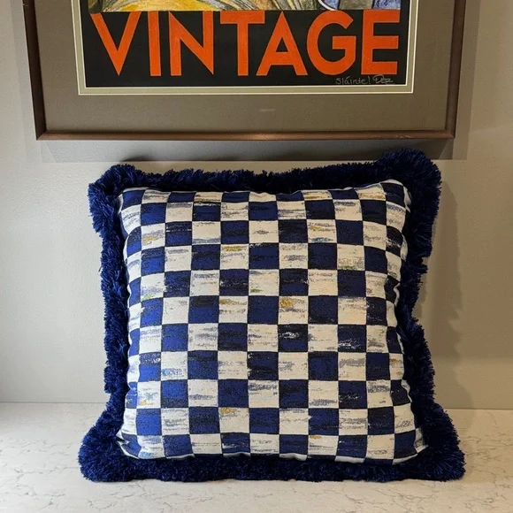 MacKenzie-Childs Indigo Villa Outdoor Throw Pillow - Picture 8 of 11